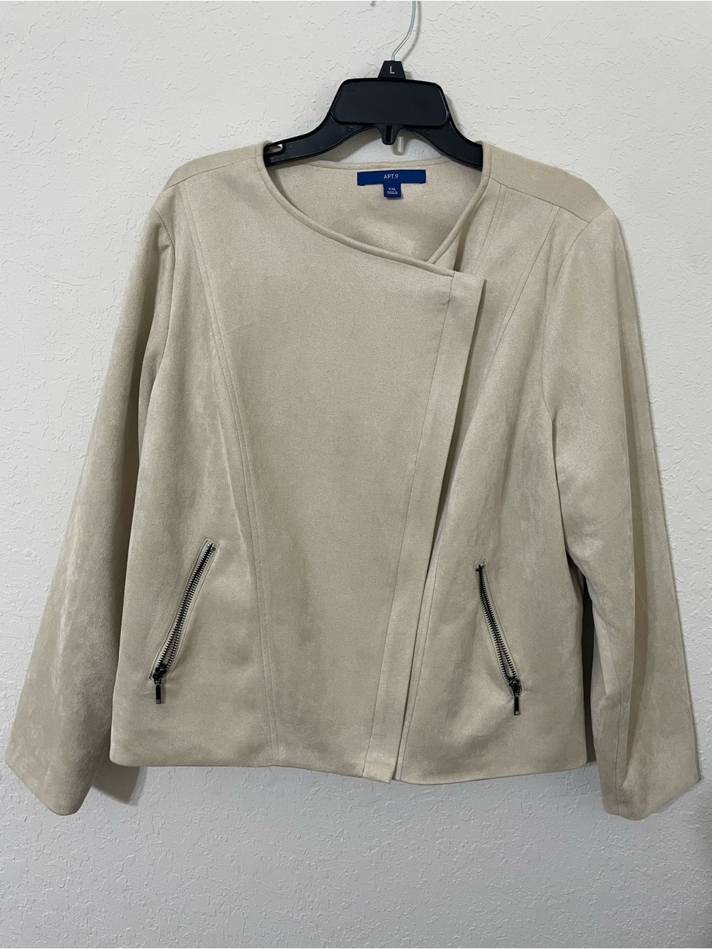 Apt. 9 Women's Light Cream Asymmetrical Zip Moto Jacket